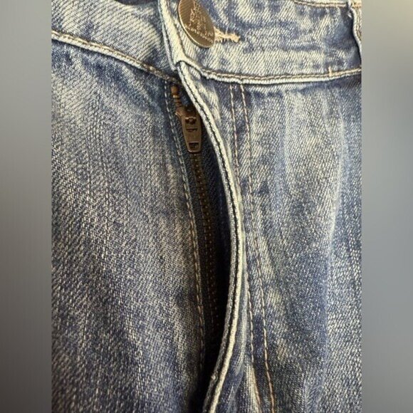 EMBELLISH Turkish Biker Denim Blue Wash Jeans Distressed Basket Weave Sz 38X34 - Picture 6 of 12